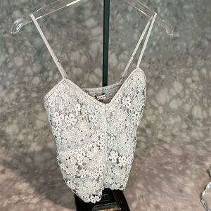 Abercrombie & Fitch heavy lace crochet camisole light blue size small